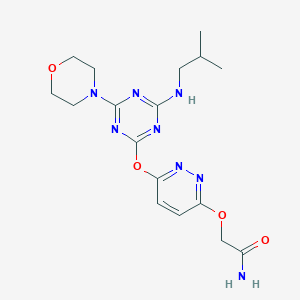 molecular formula C17H24N8O4 B4223294 2-[(6-{[4-(isobutylamino)-6-(4-morpholinyl)-1,3,5-triazin-2-yl]oxy}-3-pyridazinyl)oxy]acetamide 