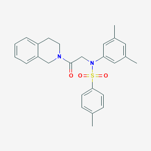 molecular formula C26H28N2O3S B422330 N-[2-(3,4-dihydro-2(1H)-isoquinolinyl)-2-oxoethyl]-N-(3,5-dimethylphenyl)-4-methylbenzenesulfonamide 