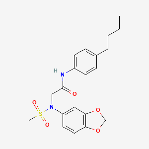 2-[1,3-benzodioxol-5-yl(methylsulfonyl)amino]-N-(4-butylphenyl)acetamide