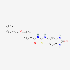 molecular formula C22H18N4O3S B4223410 4-(benzyloxy)-N-{[(2-oxo-2,3-dihydro-1H-benzimidazol-5-yl)amino]carbonothioyl}benzamide 