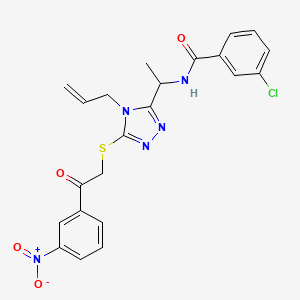 3-chloro-N-[1-[5-[2-(3-nitrophenyl)-2-oxoethyl]sulfanyl-4-prop-2-enyl-1,2,4-triazol-3-yl]ethyl]benzamide