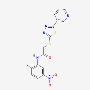 molecular formula C16H13N5O3S2 B4223441 N-(2-methyl-5-nitrophenyl)-2-{[5-(3-pyridinyl)-1,3,4-thiadiazol-2-yl]thio}acetamide 