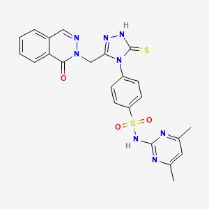 molecular formula C23H20N8O3S2 B4223530 N-(4,6-dimethyl-2-pyrimidinyl)-4-{3-mercapto-5-[(1-oxo-2(1H)-phthalazinyl)methyl]-4H-1,2,4-triazol-4-yl}benzenesulfonamide 