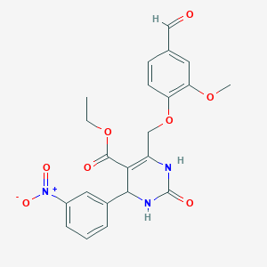 ethyl 6-[(4-formyl-2-methoxyphenoxy)methyl]-4-(3-nitrophenyl)-2-oxo-1,2,3,4-tetrahydro-5-pyrimidinecarboxylate