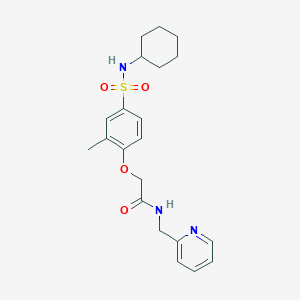 molecular formula C21H27N3O4S B4223547 2-{4-[(cyclohexylamino)sulfonyl]-2-methylphenoxy}-N-(2-pyridinylmethyl)acetamide 