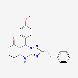 molecular formula C23H22N4O2S B4223575 2-(benzylsulfanyl)-9-(4-methoxyphenyl)-5,6,7,9-tetrahydro[1,2,4]triazolo[5,1-b]quinazolin-8(4H)-one 