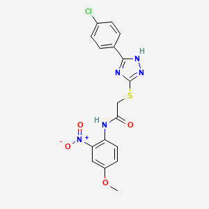 molecular formula C17H14ClN5O4S B4223597 2-{[5-(4-chlorophenyl)-4H-1,2,4-triazol-3-yl]thio}-N-(4-methoxy-2-nitrophenyl)acetamide 