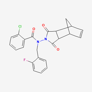 2-chloro-N-(1,3-dioxo-1,3,3a,4,7,7a-hexahydro-2H-4,7-methanoisoindol-2-yl)-N-(2-fluorobenzyl)benzamide