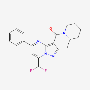 molecular formula C20H20F2N4O B4223652 7-(difluoromethyl)-3-[(2-methyl-1-piperidinyl)carbonyl]-5-phenylpyrazolo[1,5-a]pyrimidine 