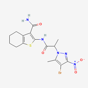 2-{[2-(4-bromo-5-methyl-3-nitro-1H-pyrazol-1-yl)propanoyl]amino}-4,5,6,7-tetrahydro-1-benzothiophene-3-carboxamide