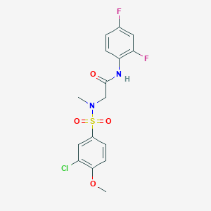 molecular formula C16H15ClF2N2O4S B4223666 N~2~-[(3-chloro-4-methoxyphenyl)sulfonyl]-N~1~-(2,4-difluorophenyl)-N~2~-methylglycinamide 