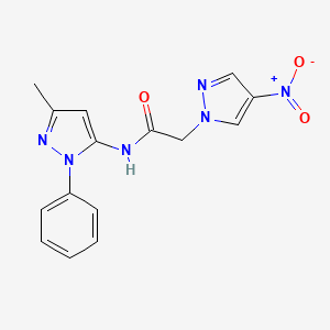 molecular formula C15H14N6O3 B4223682 N-(3-methyl-1-phenyl-1H-pyrazol-5-yl)-2-(4-nitro-1H-pyrazol-1-yl)acetamide 