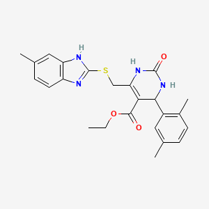 ethyl 4-(2,5-dimethylphenyl)-6-{[(5-methyl-1H-benzimidazol-2-yl)thio]methyl}-2-oxo-1,2,3,4-tetrahydro-5-pyrimidinecarboxylate