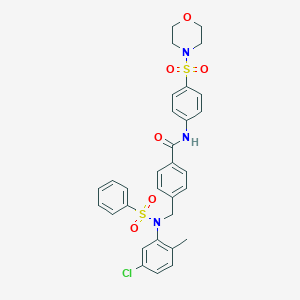molecular formula C31H30ClN3O6S2 B422372 4-{[5-chloro-2-methyl(phenylsulfonyl)anilino]methyl}-N-[4-(morpholin-4-ylsulfonyl)phenyl]benzamide 