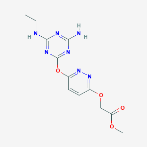 molecular formula C12H15N7O4 B4223720 methyl [(6-{[4-amino-6-(ethylamino)-1,3,5-triazin-2-yl]oxy}-3-pyridazinyl)oxy]acetate 