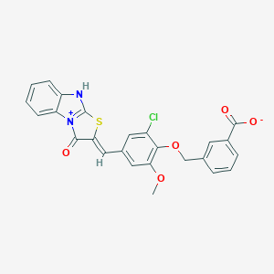 molecular formula C25H17ClN2O5S B422374 3-[[2-chloro-6-methoxy-4-[(Z)-(1-oxo-4H-[1,3]thiazolo[3,2-a]benzimidazol-9-ium-2-ylidene)methyl]phenoxy]methyl]benzoate 
