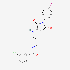 molecular formula C22H21ClFN3O3 B4223773 3-{[1-(3-chlorobenzoyl)-4-piperidinyl]amino}-1-(4-fluorophenyl)-2,5-pyrrolidinedione 