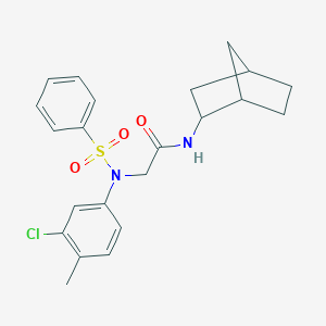 molecular formula C22H25ClN2O3S B422378 N-bicyclo[2.2.1]hept-2-yl-2-[3-chloro-4-methyl(phenylsulfonyl)anilino]acetamide 
