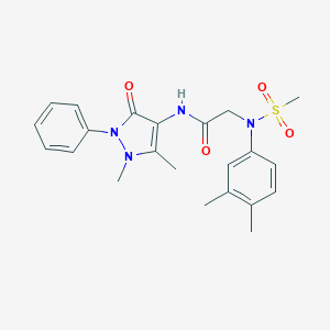 molecular formula C22H26N4O4S B422379 2-[3,4-dimethyl(methylsulfonyl)anilino]-N-(1,5-dimethyl-3-oxo-2-phenyl-2,3-dihydro-1H-pyrazol-4-yl)acetamide 