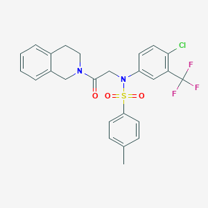 molecular formula C25H22ClF3N2O3S B422380 N-[4-chloro-3-(trifluoromethyl)phenyl]-N-[2-(3,4-dihydro-2(1H)-isoquinolinyl)-2-oxoethyl]-4-methylbenzenesulfonamide 
