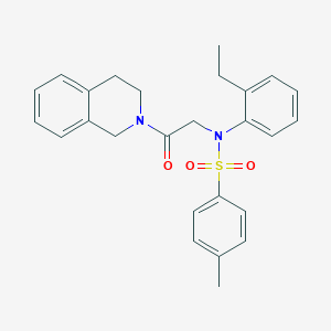 molecular formula C26H28N2O3S B422381 N-[2-(3,4-dihydro-2(1H)-isoquinolinyl)-2-oxoethyl]-N-(2-ethylphenyl)-4-methylbenzenesulfonamide 