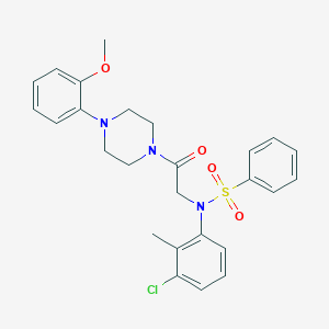 molecular formula C26H28ClN3O4S B422382 N-(3-chloro-2-methylphenyl)-N-{2-[4-(2-methoxyphenyl)piperazin-1-yl]-2-oxoethyl}benzenesulfonamide 