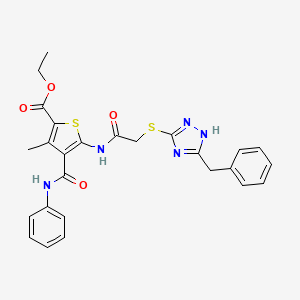 molecular formula C26H25N5O4S2 B4223837 ethyl 4-(anilinocarbonyl)-5-({[(5-benzyl-4H-1,2,4-triazol-3-yl)thio]acetyl}amino)-3-methyl-2-thiophenecarboxylate 