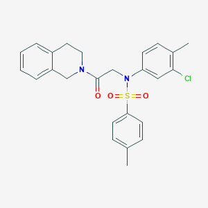 molecular formula C25H25ClN2O3S B422385 N-(3-chloro-4-methylphenyl)-N-[2-(3,4-dihydro-2(1H)-isoquinolinyl)-2-oxoethyl]-4-methylbenzenesulfonamide 