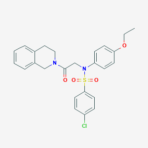 molecular formula C25H25ClN2O4S B422387 4-chloro-N-[2-(3,4-dihydroisoquinolin-2(1H)-yl)-2-oxoethyl]-N-(4-ethoxyphenyl)benzenesulfonamide 