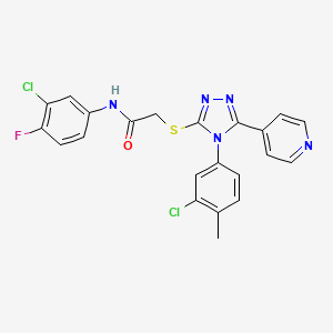 molecular formula C22H16Cl2FN5OS B4223884 N-(3-chloro-4-fluorophenyl)-2-{[4-(3-chloro-4-methylphenyl)-5-(4-pyridinyl)-4H-1,2,4-triazol-3-yl]thio}acetamide 