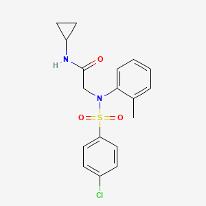 molecular formula C18H19ClN2O3S B4223909 N~2~-[(4-chlorophenyl)sulfonyl]-N~1~-cyclopropyl-N~2~-(2-methylphenyl)glycinamide 