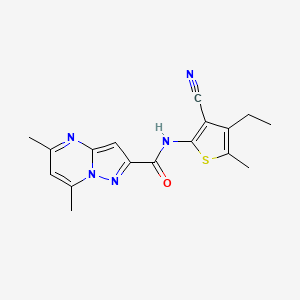 molecular formula C17H17N5OS B4223910 N-(3-cyano-4-ethyl-5-methyl-2-thienyl)-5,7-dimethylpyrazolo[1,5-a]pyrimidine-2-carboxamide 