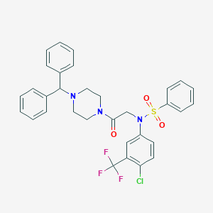 molecular formula C32H29ClF3N3O3S B422392 N-[2-(4-benzhydrylpiperazin-1-yl)-2-oxoethyl]-N-[4-chloro-3-(trifluoromethyl)phenyl]benzenesulfonamide 