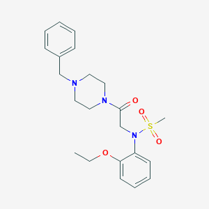 molecular formula C22H29N3O4S B422393 N-[2-(4-benzylpiperazin-1-yl)-2-oxoethyl]-N-(2-ethoxyphenyl)methanesulfonamide 