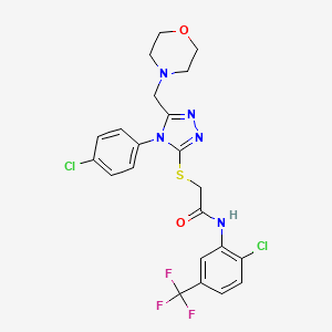 molecular formula C22H20Cl2F3N5O2S B4224038 2-{[4-(4-chlorophenyl)-5-(4-morpholinylmethyl)-4H-1,2,4-triazol-3-yl]thio}-N-[2-chloro-5-(trifluoromethyl)phenyl]acetamide 