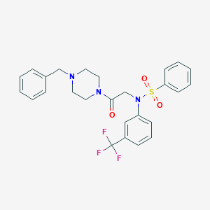 molecular formula C26H26F3N3O3S B422407 N-[2-(4-benzylpiperazin-1-yl)-2-oxoethyl]-N-[3-(trifluoromethyl)phenyl]benzenesulfonamide 
