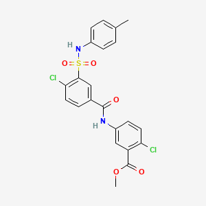 molecular formula C22H18Cl2N2O5S B4224202 methyl 2-chloro-5-[(4-chloro-3-{[(4-methylphenyl)amino]sulfonyl}benzoyl)amino]benzoate 