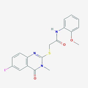 molecular formula C18H16IN3O3S B4224218 2-[(6-iodo-3-methyl-4-oxo-3,4-dihydro-2-quinazolinyl)thio]-N-(2-methoxyphenyl)acetamide 