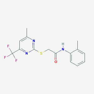 molecular formula C15H14F3N3OS B4224229 N-(2-methylphenyl)-2-{[4-methyl-6-(trifluoromethyl)-2-pyrimidinyl]thio}acetamide 