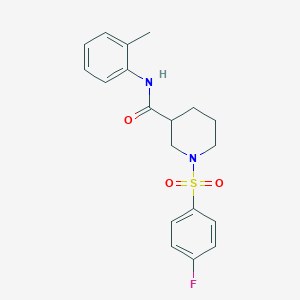 molecular formula C19H21FN2O3S B4224247 1-[(4-fluorophenyl)sulfonyl]-N-(2-methylphenyl)-3-piperidinecarboxamide 