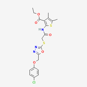 Ethyl 2-[[2-[[5-[(4-chlorophenoxy)methyl]-1,3,4-oxadiazol-2-yl]sulfanyl]acetyl]amino]-4,5-dimethylthiophene-3-carboxylate