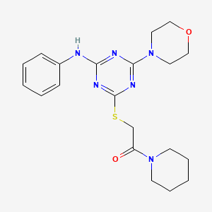 4-(4-morpholinyl)-6-{[2-oxo-2-(1-piperidinyl)ethyl]thio}-N-phenyl-1,3,5-triazin-2-amine