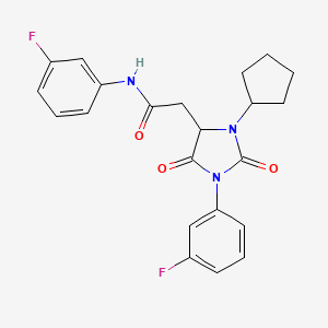 2-[3-cyclopentyl-1-(3-fluorophenyl)-2,5-dioxoimidazolidin-4-yl]-N-(3-fluorophenyl)acetamide