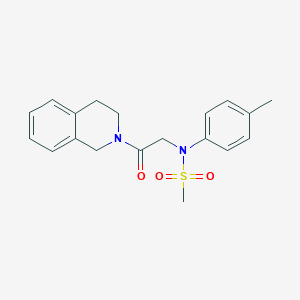 molecular formula C19H22N2O3S B422433 N-[2-(3,4-dihydro-2(1H)-isoquinolinyl)-2-oxoethyl]-N-(4-methylphenyl)methanesulfonamide 