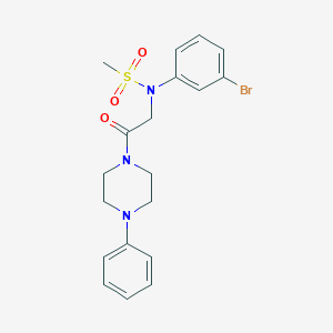 molecular formula C19H22BrN3O3S B422434 N-(3-bromophenyl)-N-[2-oxo-2-(4-phenylpiperazin-1-yl)ethyl]methanesulfonamide 