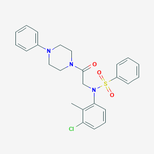 molecular formula C25H26ClN3O3S B422440 N-(3-chloro-2-methylphenyl)-N-[2-oxo-2-(4-phenylpiperazin-1-yl)ethyl]benzenesulfonamide 