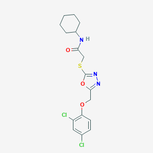 molecular formula C17H19Cl2N3O3S B422443 N-cyclohexyl-2-({5-[(2,4-dichlorophenoxy)methyl]-1,3,4-oxadiazol-2-yl}sulfanyl)acetamide 