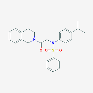 molecular formula C26H28N2O3S B422445 N-[2-(3,4-dihydroisoquinolin-2(1H)-yl)-2-oxoethyl]-N-(4-isopropylphenyl)benzenesulfonamide 