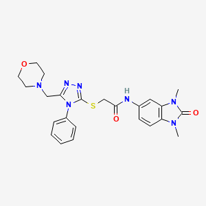 molecular formula C24H27N7O3S B4224475 N-(1,3-dimethyl-2-oxo-2,3-dihydro-1H-benzimidazol-5-yl)-2-{[5-(4-morpholinylmethyl)-4-phenyl-4H-1,2,4-triazol-3-yl]thio}acetamide 