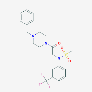 molecular formula C21H24F3N3O3S B422450 N-[2-(4-benzylpiperazin-1-yl)-2-oxoethyl]-N-[3-(trifluoromethyl)phenyl]methanesulfonamide 